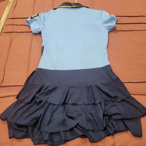 Halloween Police Uniform Cosplay Costume Adult Womens Small Blue Skirt Hat Cuffs - Picture 2 of 11